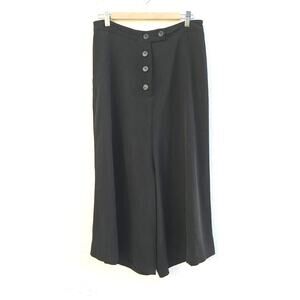 Floreiza Womens Pants 8/10 Black Culotte Wide Leg Palazzo Drop Waist Crop Italy